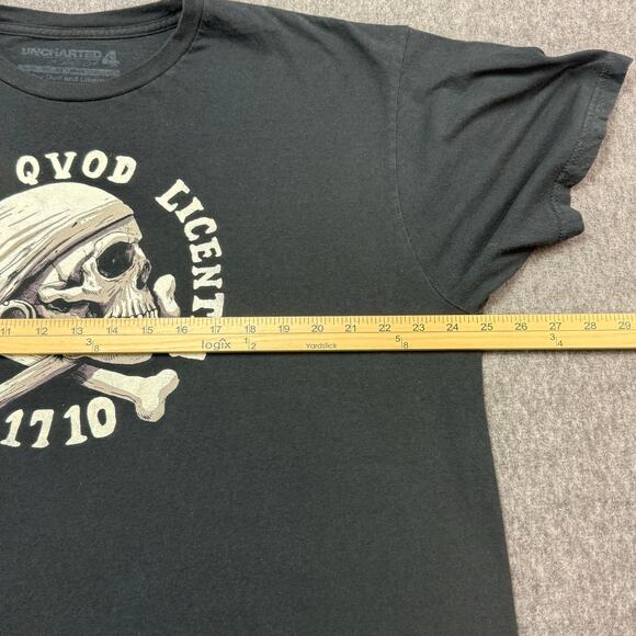 Uncharted 4 Graphic T-shirt Size XX-Large Black "Pro Devs Qvod Licentia 1710" - Picture 6 of 6